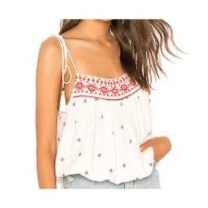Free People Eternal Love Top Embroidered Off White Lightweight Sz L